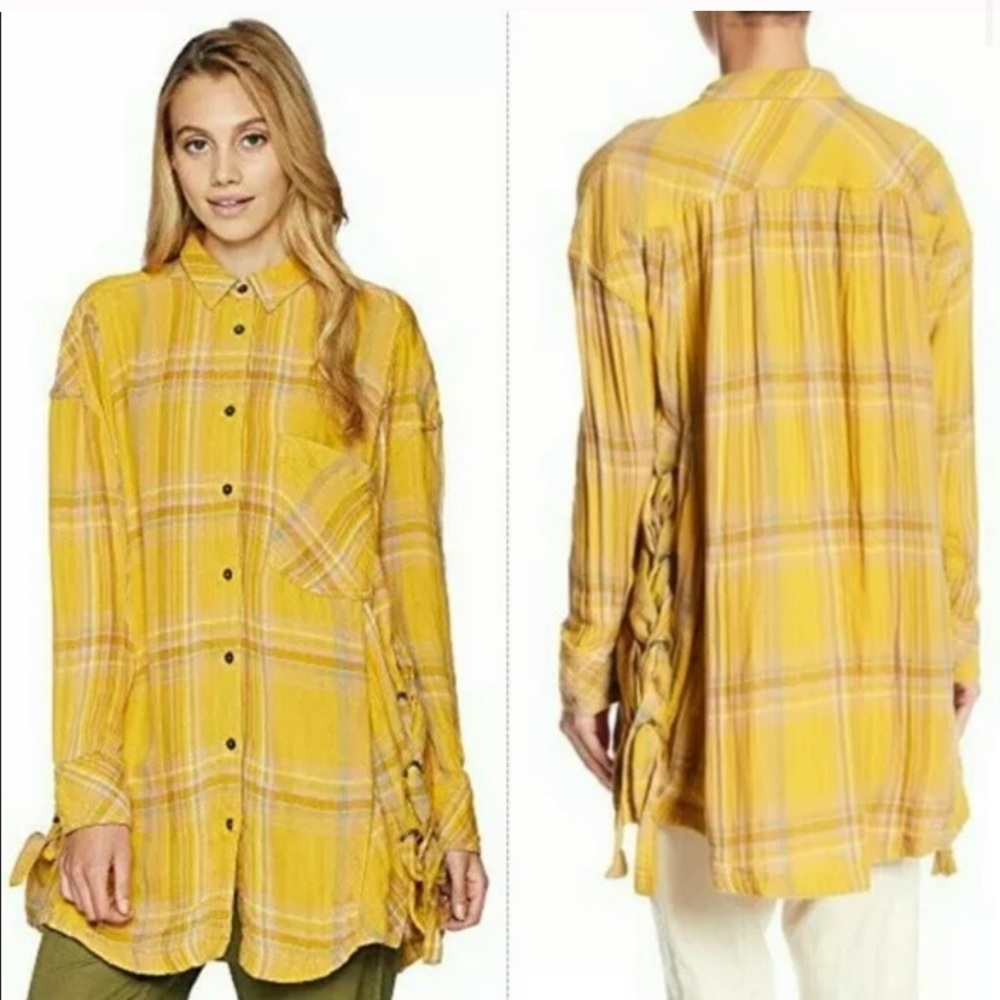 Free People • Plaid Tie Side Top - Picture 2 of 8